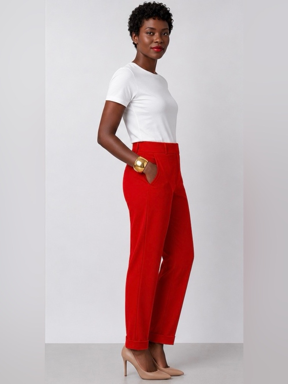 Zara Red Pleated Tapered Dress Pants Size XL